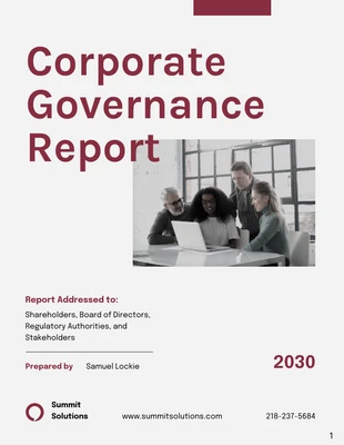 Free  Template: Corporate Governance Report Template