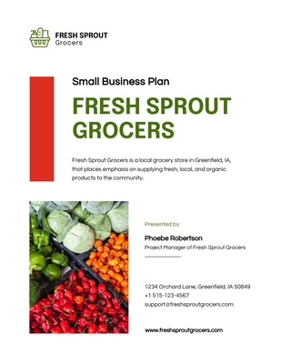 Free  Template: Green Red Small Business Plan Template