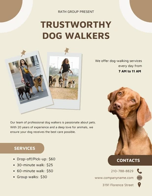 Free  Template: Trustworthy Dog Walking Flyer Template