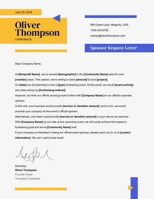 Free  Template: Simple Minimalist Sponsorship Letter