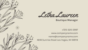 Beige Classic Floral Vintage Boutique Business Card - Page 2