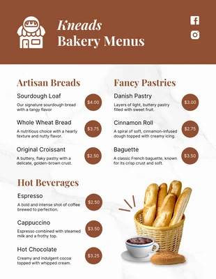 Free  Template: Light Grey And Brown Modern Bakery Menu