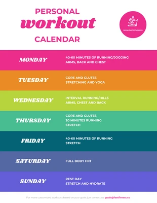 business  Template: Colorful Weekly Workout Schedule