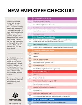 business interactive Template: New Employee Hire Requirements Checklist Template