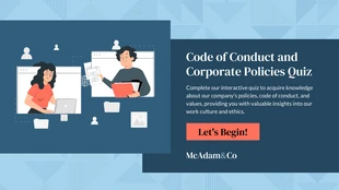 Free interactive Template: Code of Conduct and Corporate Policies Quiz Presentation