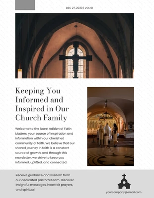 Free  Template: Simple Gray Church Newsletter Template