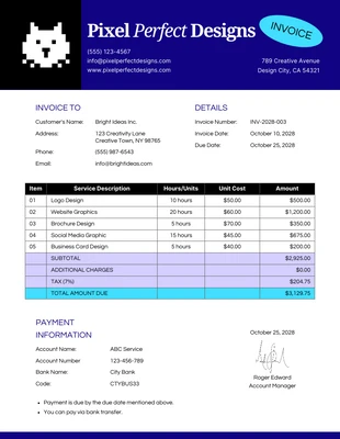 Free  Template: Fun Professional Graphic Design Services Invoice Template