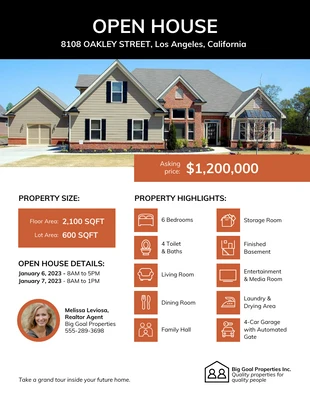 Free  Template: Open House Property for Sale Flyer Template