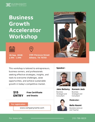 Free  Template: Business Growth Accelerator Workshop Flyer Template