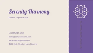 Lilac And Beige Minimalist Yoga Studio Business Card - Page 2