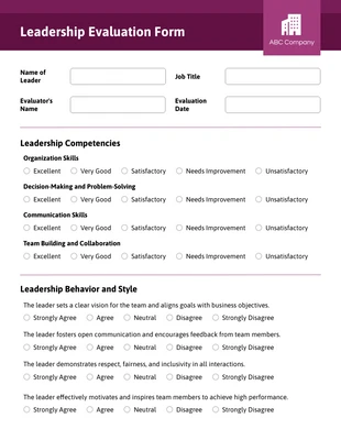 premium interactive Template: Leadership HR Form Template