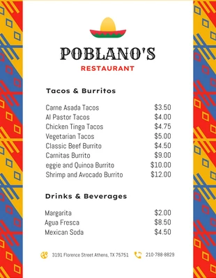 business  Template: Colorful Minimalist Mexican Restaurant Menu