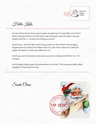 Free  Template: Santa Letter Template