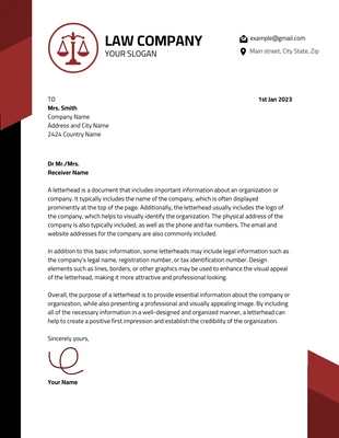 Free  Template: Black And Red Professional Law Firm Letterhead Template