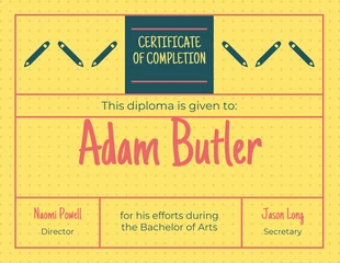 Free  Template: Retro Bachelor of Arts Certificate of Completion Template