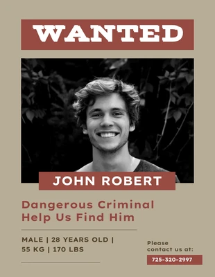 Free  Template: Brown And Red Wanted Poster