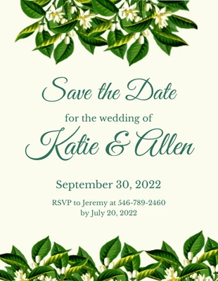 premium  Template: Green Wedding Save The Date Invitation