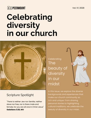 Free  Template: Modern Cream Beige Church Newsletter Template