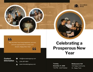 Free  Template: Corporate New Year's Reception Half-Fold Brochure Template