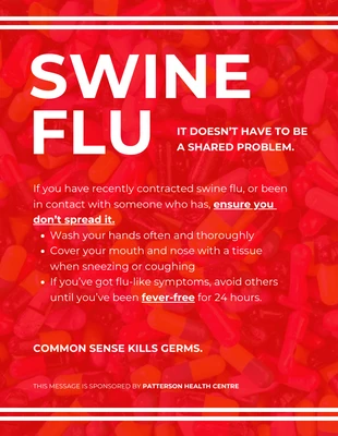 Free  Template: Swine Flu Precautions Pamphlet Flyer Template