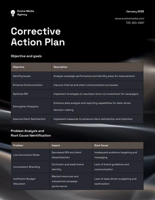 Free  Template: Black Dorado Corrective Action Plan Template