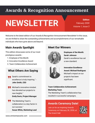 business  Template: Employee Recognition Announcement Newsletter Template