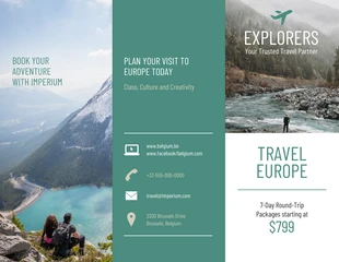 premium  Template: Europe Tourism Travel Tri Fold Brochure Template