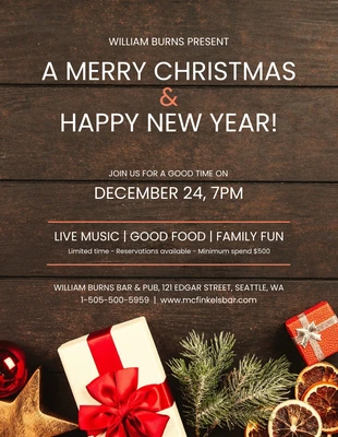 Free  Template: Wood Background Christmas Event Flyer Template