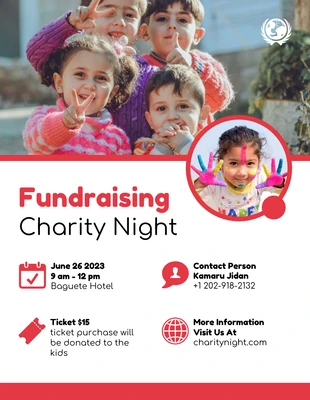 Free  Template: Fundraising Charity Night Flyer Template