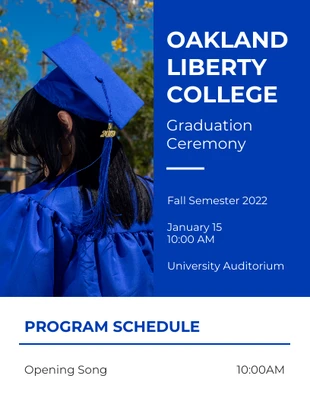 Free  Template: Blue Graduation Event Program Template