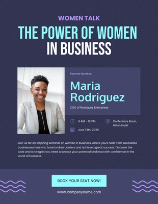 Free  Template: Dark Purple Women Talk Business Conference Poster