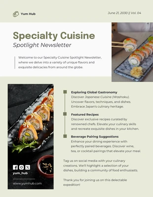 premium  Template: Specialty Cuisine Spotlight Newsletter Template