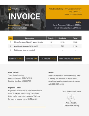 Free  Template: Event Catering Invoice Template