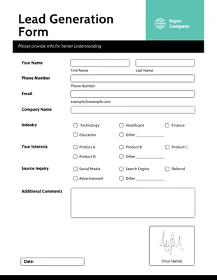 Free  Template: Fountain Blue Lead Generation Form Template