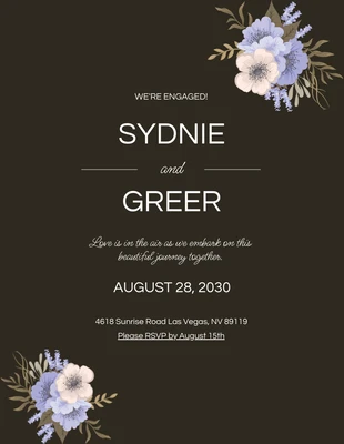 Free  Template: Brown And Purple Engagement Party Invitation