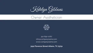 Blue Minimalist Simple Business Card Aesthetician - Page 2