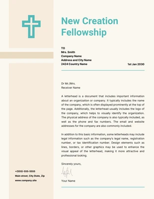 Free  Template: Light Yellow Pastel Minimalist Church Letterhead Template