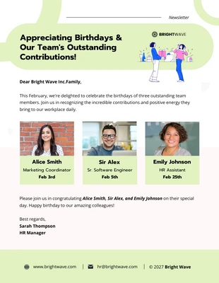 Free  Template: Appreciating Birthday Email Newsletter Template