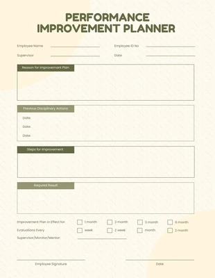 Free  Template: Minimalist Performance Improvement Plan Template