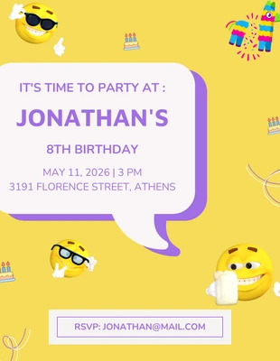 Free  Template: Flat Purple And Yellow Party Invitation