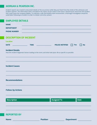 Free  Template: Botticelli Incident Report Template