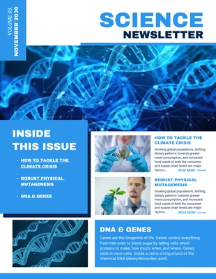 Free  Template: White Blue School Science Newsletter Template