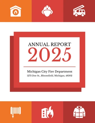 business  Template: Red Orange Fire Department Annual Report Template