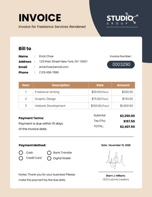 premium  Template: Blue Soft Pink Freelance Invoice Template