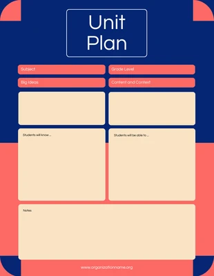 Free  Template: Red Blue Unit Plan Template