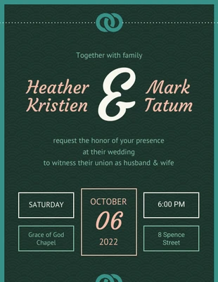 premium  Template: Dark Green Elegant Wedding Invitation