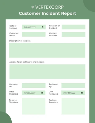 Free interactive Template: Customer Incident Report Template