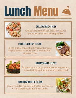 Free  Template: Light Brown Modern Retro Lunch Menu