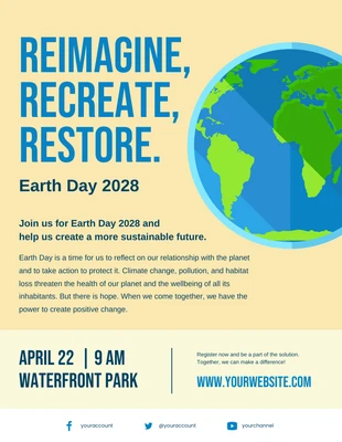 Free  Template: Soft Yellow and Green Earth Day Event Poster