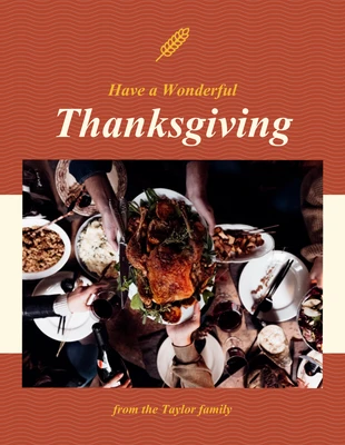 Free  Template: Thanksgiving Dinner Card